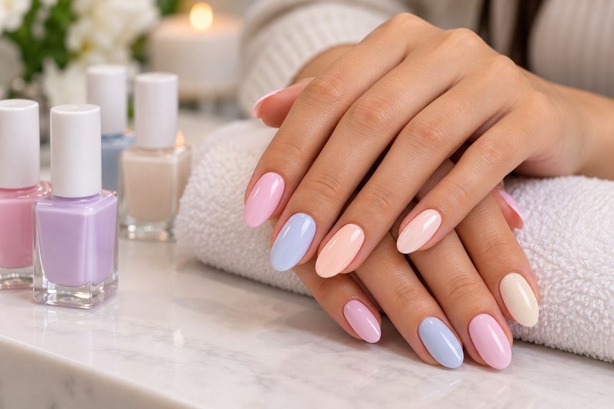 Manicura en tonos pastel